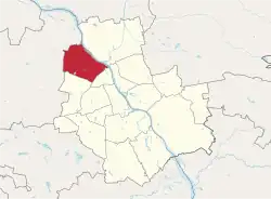 Location of Bielany within Warsaw