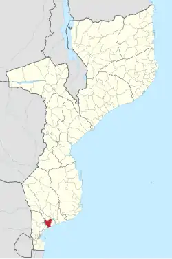Bilene Macia District on the map of Mozambique