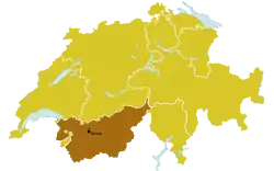 Map of the modern diocese of Sion within Switzerland
