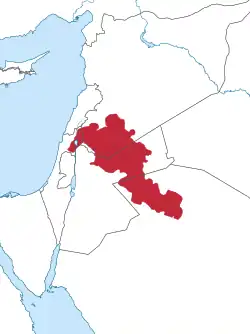 Location within the Levant of the wider volcanic province it is part of
