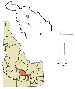 Location of Carey in Blaine County, Idaho.