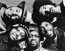 Bloodstone, c.&nbsp;1973. Counterclockwise from top left: Charles McCormick, Willis Draffen, Harry Williams, Charles Love, and Roger Durham.