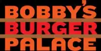 An orange "Bobby's", a red "Burger", and an orange "Palace", divided by two horizontal brown lines.