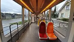 Interior of an Eurotram in Strasbourg, after their refurbishement in 2019