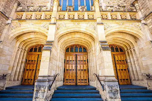 This is a photograph of the entrance to Bonython Hall.