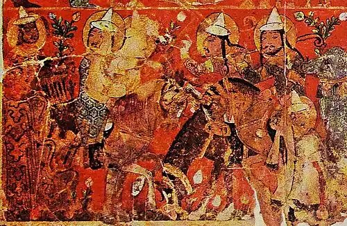 Turkoman soldiers (detail). Book of Antidotes of Pseudo-Galen. Probably northern Iraq (Mosul). Mid 13th century.[11]