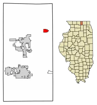 Location of Capron in Boone County, Illinois.