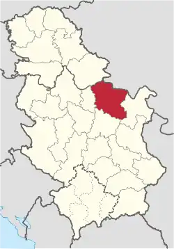Location of district in Serbia