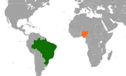 Map indicating locations of Brazil and Nigeria