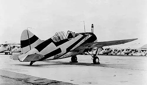 US Navy Brewster F2A Buffalo in experimental camouflage, 1940