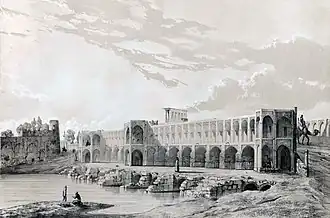 The Khaju Bridge as depicted by Eugène Flandin in 1840