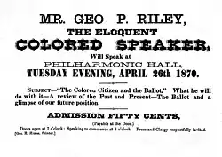 Poster advertisement for George Riley, 1870.