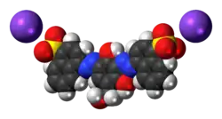 Space-filling models of the ions in Brown HT