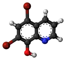 Ball-and-stick model of the broxyquinoline molecule