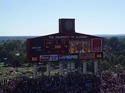 The south end zone scoreboard in 2007. Installed in 1998, the JumboTron was removed during 2009-2010 renovations.