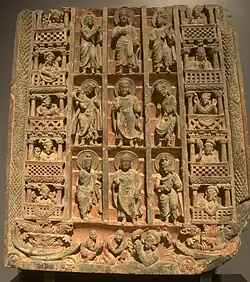 Descent from Tavatimsa Heaven, in the Greco-Buddhist art of Gandhara