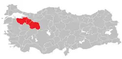 Location of Bursa Subregion