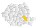 Map of Romania highlighting Buzău County