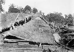 Collapsed houses after the earthquake in Bali