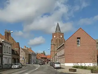 Caëstre, church in the street
