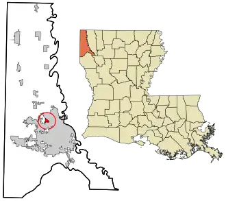 Location in Caddo Parish and the state of Louisiana.
