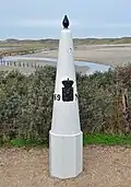 Boundary marker between Belgium and The Netherlands at Cadzand-Bad.