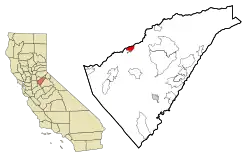 Location in Calaveras County and the state of California
