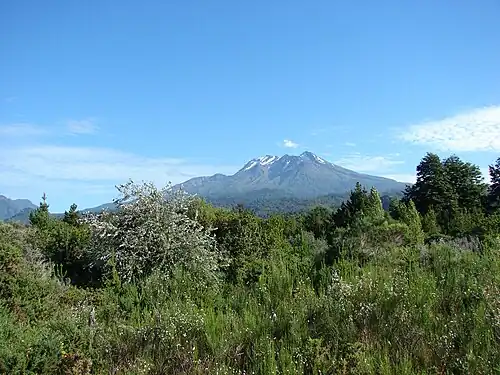 Calbuco viewed from the north alongside Road 225 on the shores of Llanquihue Lake (February 11, 2010).