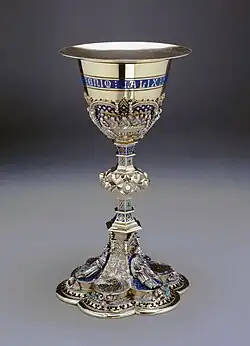 Chalice, by Charles-Eugène Trioullier, 1863-1875, enamelled silvered and stones, Petit Palais