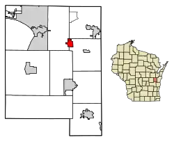 Location of Hilbert in Calumet County, Wisconsin.