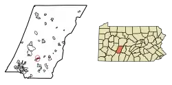 Location of Ehrenfeld in Cambria County, Pennsylvania.