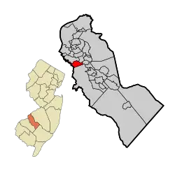 Runnemede highlighted in Camden County. Inset: Location of Camden County highlighted in the State of New Jersey.