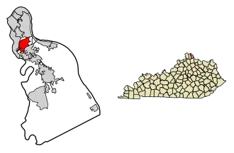 Location of Highland Heights in Campbell County, Kentucky.