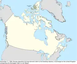 Map of the change to the international disputes involving Canada on November 11, 1930