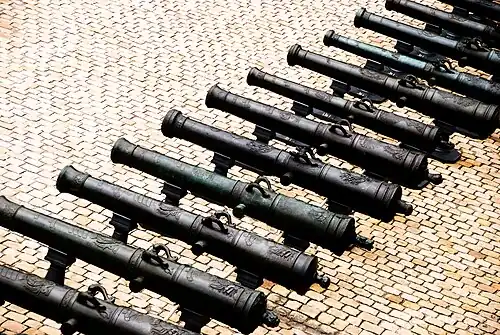 Cannons on display in the courtyard