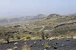 Panoramic view of the south of the island, on the left is Achada Furna and surrounding it are small hills.