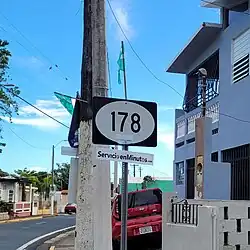 Sign for PR-178, entering downtown Arroyo
