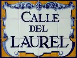 Spanish street sign, Calle Laurel
