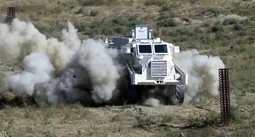 A Casspir de-mining vehicle in the vicinity of the Bagram Airfield in Afghanistan.