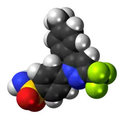 Space-filling model of the celecoxib molecule