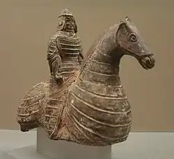 Northern Wei heavy cavalry funerary figurine.