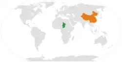 Map indicating locations of Chad and China