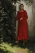 Girl in Red Dress - (circa 1890)