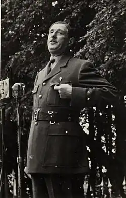 Charles de Gaulle delivering the second Bayeux speech