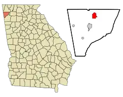 Location in Chattooga County and the state of Georgia