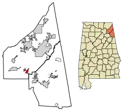 Location of Collinsville in DeKalb County, Alabama.