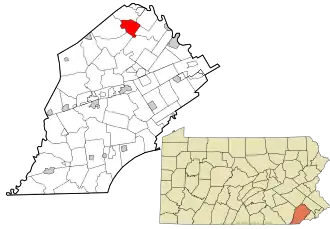 Location of South Coventry Township in Chester County and of Chester County in Pennsylvania