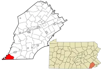 Location of West Nottingham Township in Chester County and the state of Pennsylvania