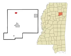 Location of New Houlka, Mississippi