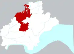 Location of Xiuzhou District within Jiaxing